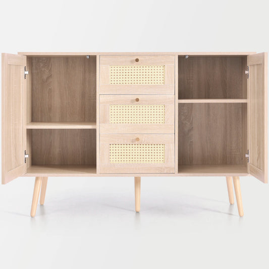 Rattan & Natural Wood – Japandi Wabi-Sabi Nightstand